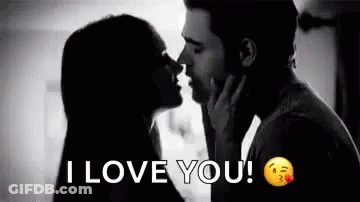 Man And Woman Kissing Black And White Photo I Love You GIF