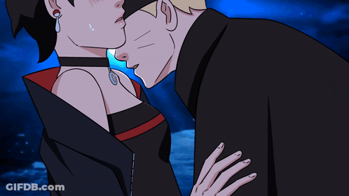 Man And Woman Kissing Blue Background GIF