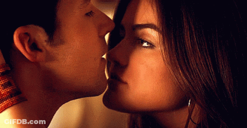 Man And Woman Kissing Close Up GIF