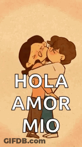 Man And Woman Kissing Hola Amor Mio GIF