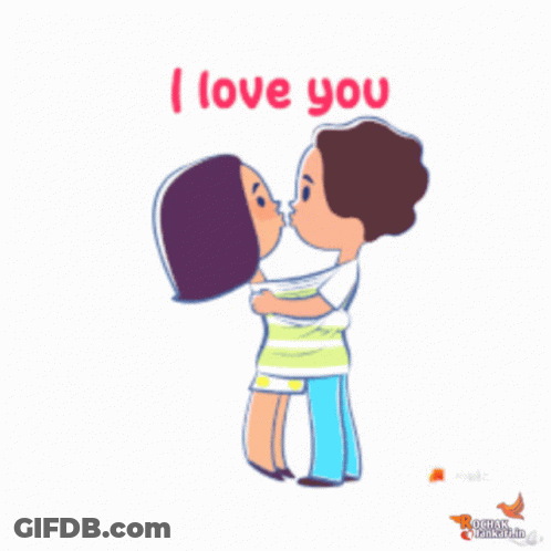 Man And Woman Kissing I Love You Behind Them GIF