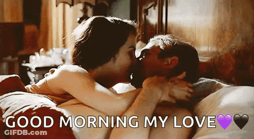 Man And Woman Kissing In Bed Good Morning My Love GIF