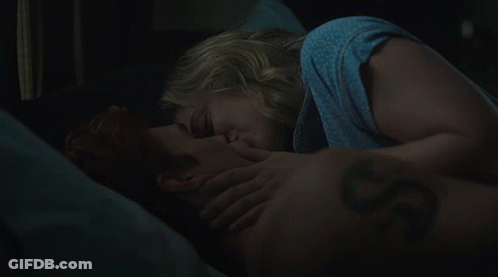 Man And Woman Kissing In Bed With S Tattoo GIF