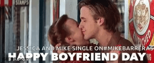 Man And Woman Kissing In Front Of Stamps Sign GIF