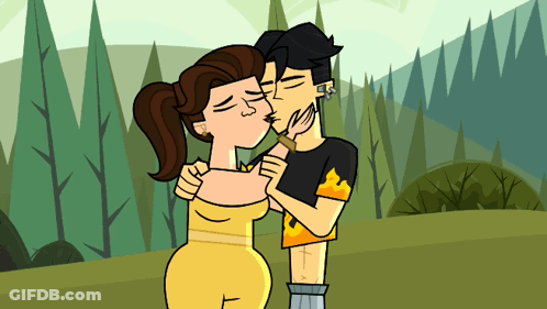 Man And Woman Kissing In Front Of Trees GIF