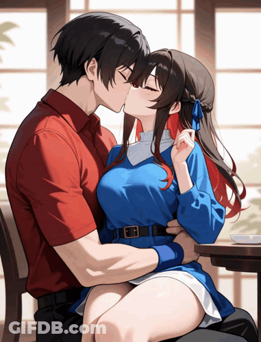 Man And Woman Kissing In Front Of Window GIF