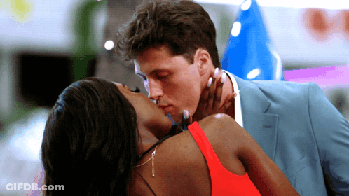 Man And Woman Kissing In Party Hat GIF