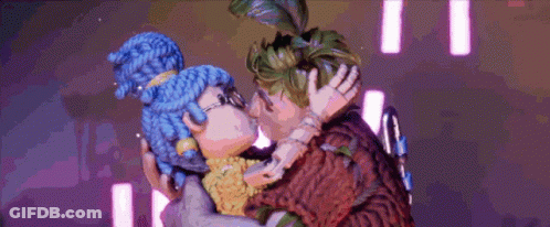 Man And Woman Kissing In Video Game GIF