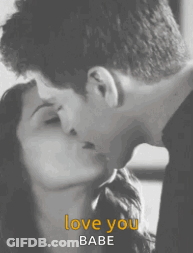 Man And Woman Kissing Love You Babe GIF