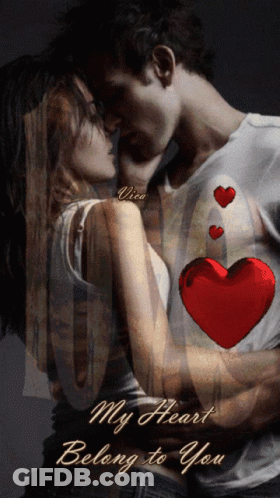 Man And Woman Kissing My Heart Belong To You GIF