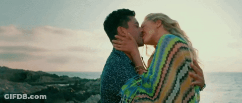 Man And Woman Kissing On Beach GIF