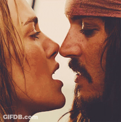 Man And Woman Kissing Open Mouth GIF