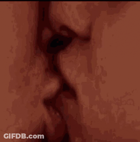 Man And Woman Kissing Open Mouths GIF
