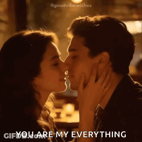 Man And Woman Kissing Saying You Are My Everything GIF