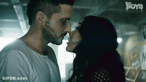 Man And Woman Kissing With Boys Text GIF