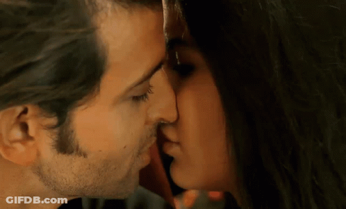 Man And Woman Kissing With Eyes Closed GIF