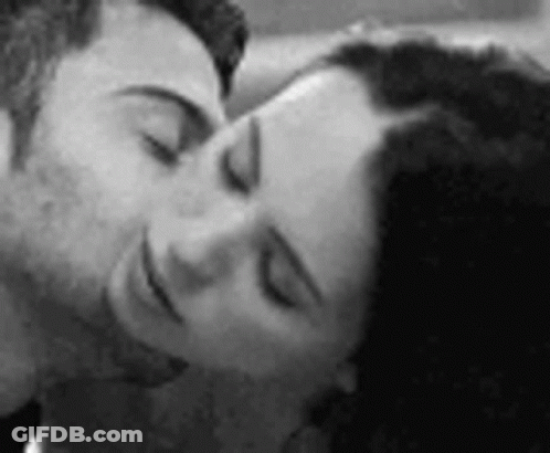 Man And Woman Kissing With Eyes Closed GIF