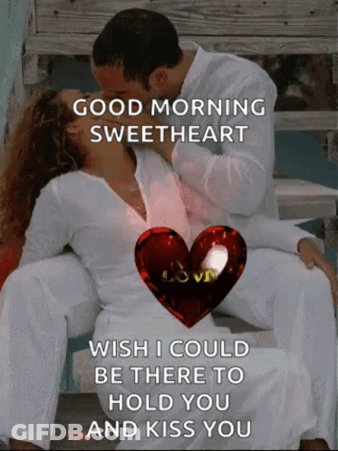 Man And Woman Kissing With Heart GIF