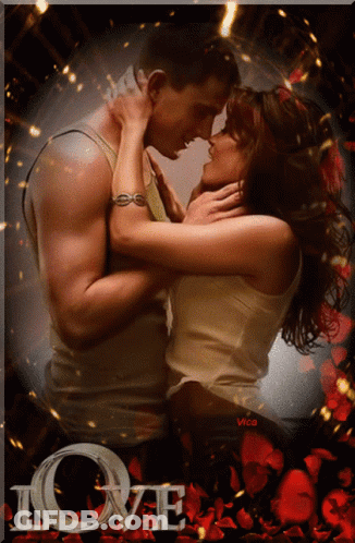 Man And Woman Kissing With Love Background GIF
