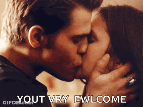 Man And Woman Kissing You 'T Vry Ewlcome GIF
