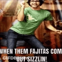 Man And Woman Laughing On Couch Saying My Fajitas GIF