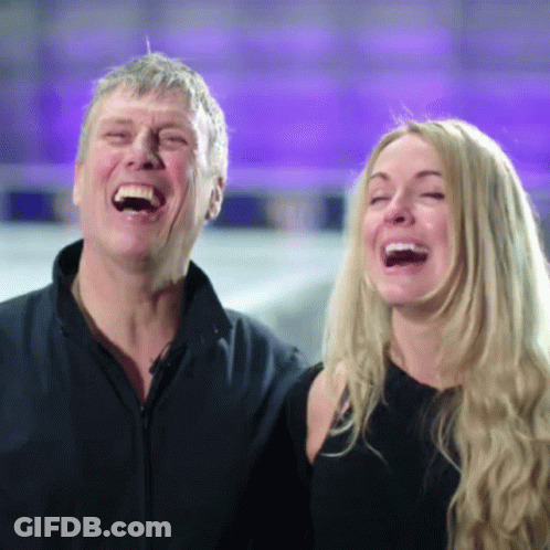Man And Woman Laughing With Mouths Open GIF