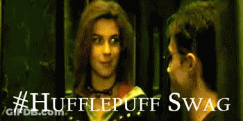 Man And Woman Looking At Each Other #Hufflepuff Swag GIF