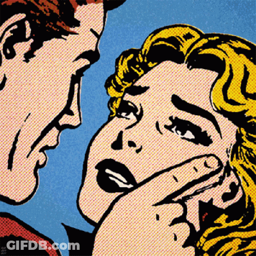 Man And Woman Looking At Each Other In Pop Art GIF