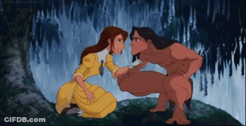 Man And Woman Looking At Each Other In Rain GIF