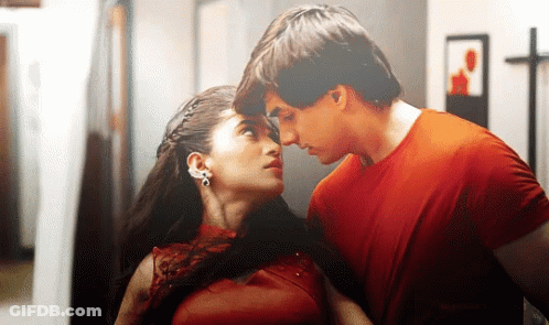 Man And Woman Looking At Each Other GIF