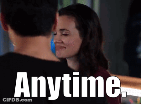 Man And Woman Looking At Each Other Saying Anytime GIF