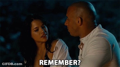 Man And Woman Looking At Each Other Saying Remember GIF