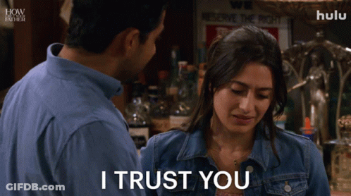 Man And Woman Looking At Each Other Woman Saying I Trust You GIF