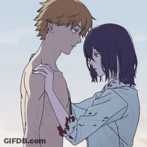 Man And Woman Looking, Blood On Her Arm GIF