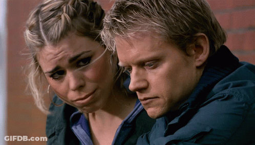 Man And Woman Looking Down GIF