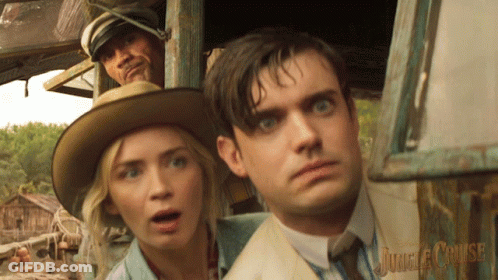Man And Woman Looking Out Window With Jungle Cruise GIF