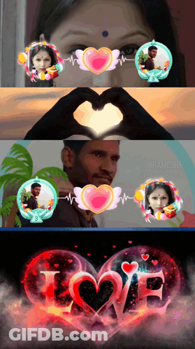 Man And Woman Making Heart Hands With Love GIF