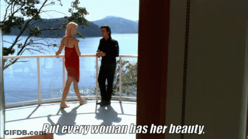 Man And Woman On Balcony With But Every Woman Has Her Beauty GIF