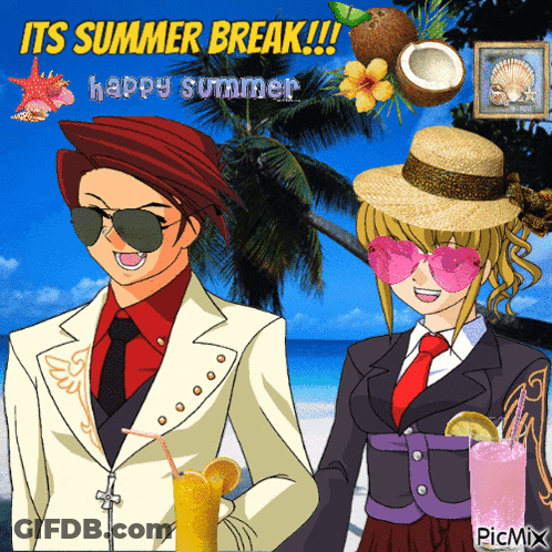 Man And Woman On Beach Its Summer Break Happy Summer GIF