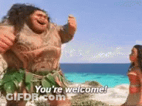 Man And Woman On Beach Saying You're Welcome GIF