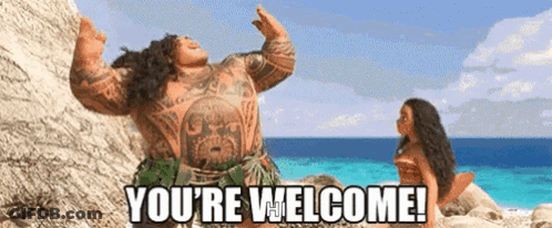 Man And Woman On Beach Saying Youre Welcome GIF