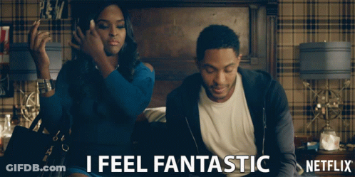 Man And Woman On Bed Saying I Feel Fantastic GIF
