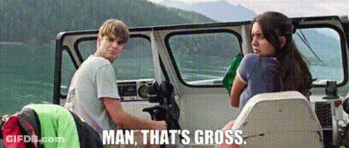 Man And Woman On Boat Saying That's Gross GIF