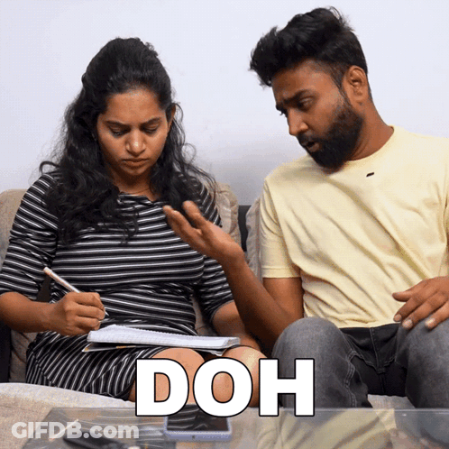 Man And Woman On Couch With Doh Above GIF