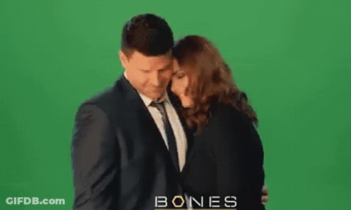 Man And Woman On Green Screen Bones GIF