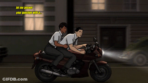 Man And Woman On Motorcycle Saying Let Me Answer Your Question GIF