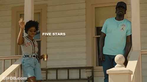 Man And Woman On Porch With Five Stars GIF