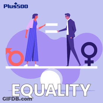 Man And Woman On Scale Saying Equality GIF