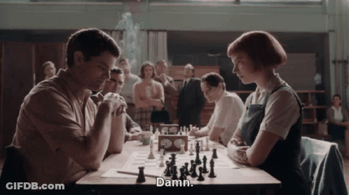Man And Woman Playing Chess Woman Says Damn GIF