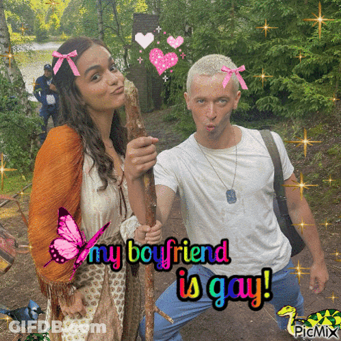 Man And Woman Posing My Boyfriend Is Gay GIF